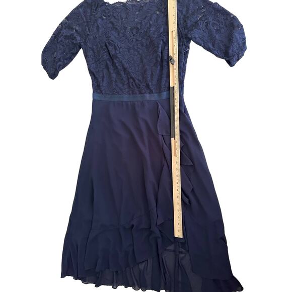 Miusol Womens Dress Size Medium Navy Lace Bodice Ruffled Asymmetrical Skirt - Picture 8 of 11